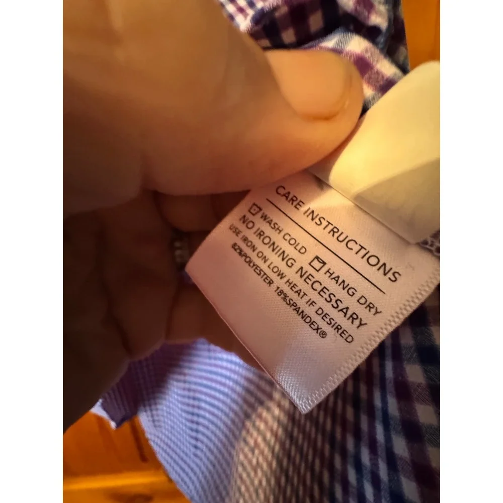 Mizzen+Main Leeward Mens Large Trim Fit Gingham Performance Dress Shirt L-10007